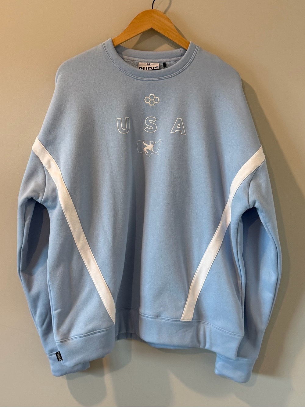 RUDIS USA Wrestling Colorblock Fleece Crewneck - Light Blue